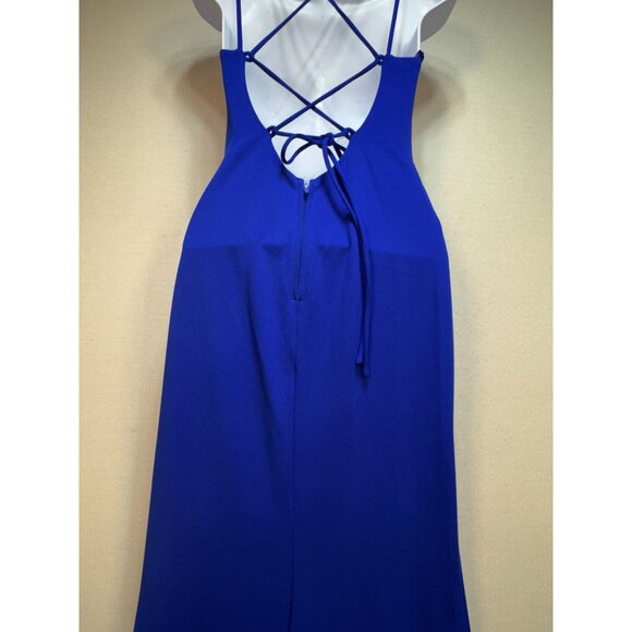 City Studio Women's Side Slit V Neck Maxi Dress Sleeveless Stretch Size 1 Blue - Picture 9 of 13